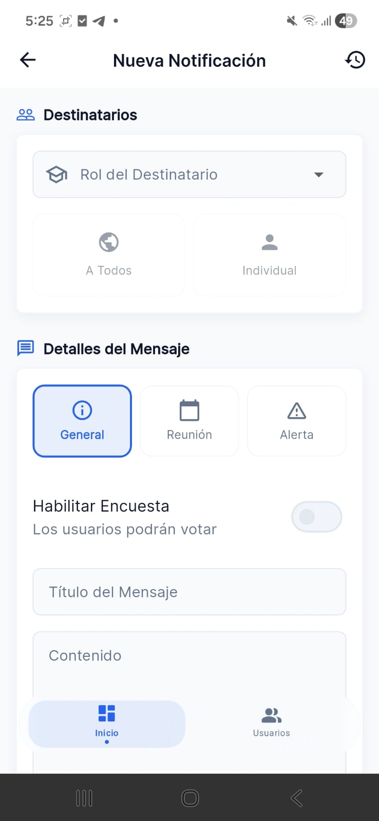 Notificaciones y encuestas